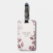 赤モダンい葉荷物タグ ラゲッジタグ (裏面縦)