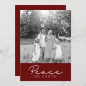 赤モダンい「peace on earth」ホリデーカード シーズンカード (正面/裏面)