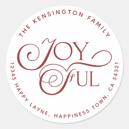 赤モダンうれしそうな休日差出人住所 ラウンドシール (正面)