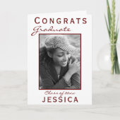 赤モダンおめでとう院卒業フォトカード カード (正面)