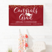 赤モダンおめでとうGRADスクリプト紙吹雪 横断幕 (インサイチュ)