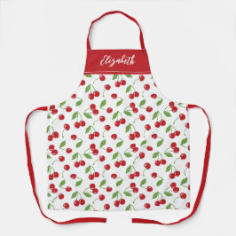 赤モダンさくらんぼパターンベーキング エプロン