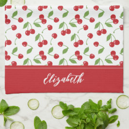 赤モダンさくらんぼパターンベーキング キッチンタオル