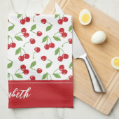 赤モダンさくらんぼパターンベーキング キッチンタオル (四つ折り)