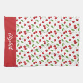 赤モダンさくらんぼパターンベーキング キッチンタオル (横)