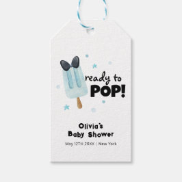 赤モダンちゃんシャワーの準備ができてアイスポップ・アートのクリームを弓る ギフトタグ