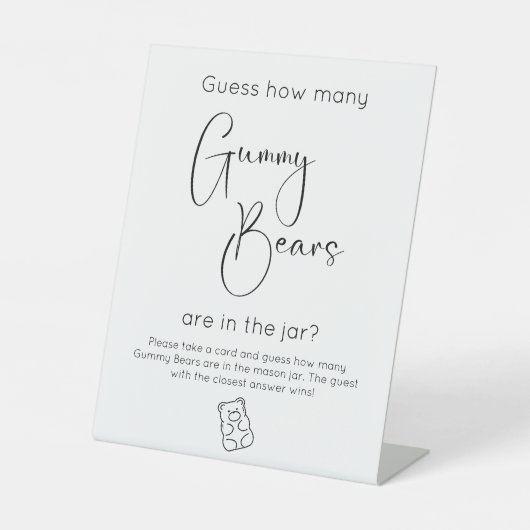 赤モダンちゃんシャワーはグミベアの数を推測 台座サイン (正面)