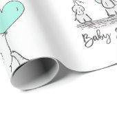 赤モダンちゃんシャワーエレファントミント&グレーギフト ラッピングペーパー (ロールコーナー)