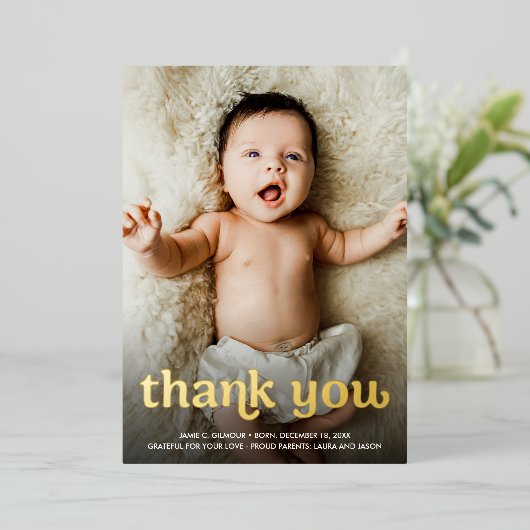 赤モダンちゃんシャワーカスタム写真実在金ゴールド 箔シーズンカード (立ち正面)