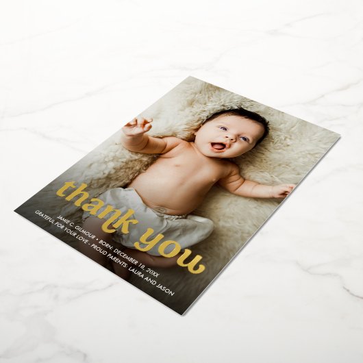 赤モダンちゃんシャワーカスタム写真実在金ゴールド 箔シーズンカード (回転した状態)