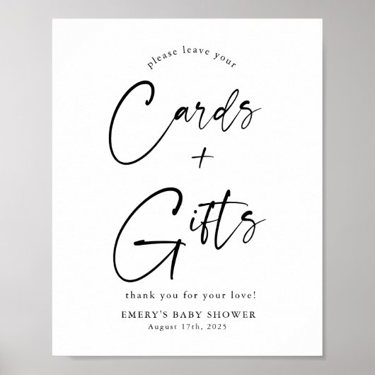 赤モダンちゃんシャワーカード&ギフトサイン ポスター (正面)