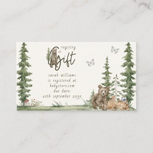 赤モダンちゃんシャワーギフト登録木地動物 名刺 (正面)