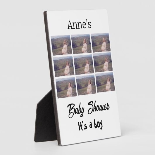 赤モダンちゃんシャワーパーソナライズされた9 Photo Collage フォトプラーク (側面)