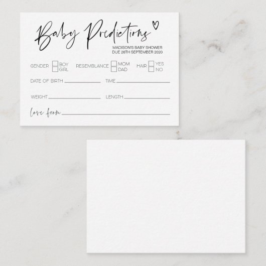 赤モダンちゃんシャワーベビー予測推測カード エンクロージャーカード (正面/裏面)