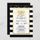 赤モダンちゃんシャワーポップ・アートのユニセックス準備 招待状 (正面/裏面)