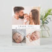 赤モダンちゃんシャワー写真コラージュシンプル サンキューカード (スタンド正面)