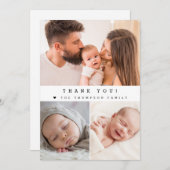 赤モダンちゃんシャワー写真コラージュシンプル サンキューカード (正面/裏面)
