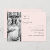 赤モダンちゃんシャワー母フォト赤面招待状 ポストカード (正面/裏面)