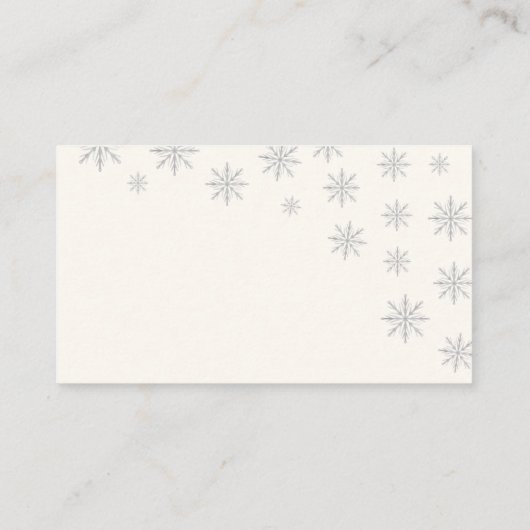 赤モダンちゃんシャワー用の冬のスノーフレーク・ブック エンクロージャーカード (裏面)