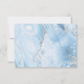 赤モダンちゃんブルーシルバーウォーターカラーアゲート結婚ズ 出欠カード (裏面)