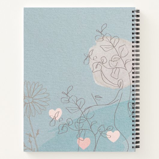 赤モダンちゃんブルーパーソナライズされた写真2022カレンダー ノートブック (裏面)