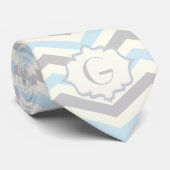 赤モダンちゃんブルー,グレー,アイボリーのシェブロン模様 ネクタイ (ロール)