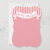 赤モダンちゃん女の子かわいいストライプパタンシャワー 招待状 (裏面)