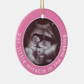 赤モダンちゃん女の子ピンク超音波2写真奇跡 セラミックオーナメント (右)