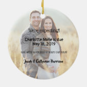 赤モダンちゃん女の子ピンク超音波2写真奇跡 セラミックオーナメント (裏面)