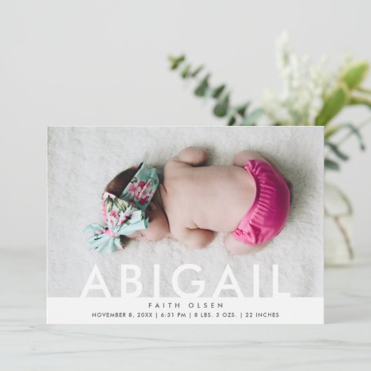 赤モダンちゃん少女の写真名誕生のお知らせ 案内状 (スタンド正面)