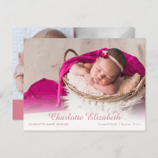 赤モダンちゃん少女フォトスクリプト誕生の発表 案内ポストカード (正面/裏面)