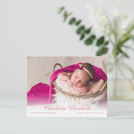 赤モダンちゃん少女フォトスクリプト誕生の発表 案内ポストカード (スタンド正面)