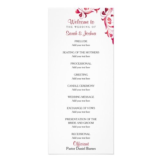 赤モダンつる植物フローラ – プログラム (裏面)