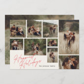 赤モダンとオフ白クリスマス9 Photo Happiest シーズンカード (正面/裏面)