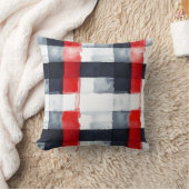 赤モダンとグレーの格子水の色の装飾用クッション クッション (ブランケット)