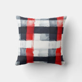 赤モダンとグレーの格子水の色の装飾用クッション クッション (裏面)