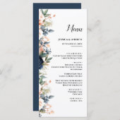 赤モダンとネイビーの青のフローラ結婚の メニュー (正面/裏面)
