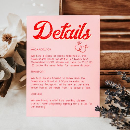 赤モダンとピンクのはっきりした詳細 エンクロージャーカード