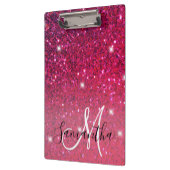 赤モダンとピンクのグリッターのスパークル名 クリップボード (左)