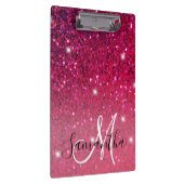 赤モダンとピンクのグリッターのスパークル名 クリップボード (右)