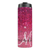 赤モダンとピンクのグリッターのスパークル名 タンブラー (正面)