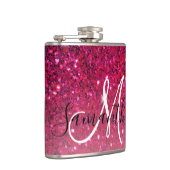赤モダンとピンクのグリッターのスパークル名 フラスク (右)