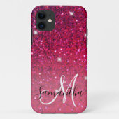 赤モダンとピンクのグリッターのスパークル名 Case-Mate iPhoneケース (裏面)