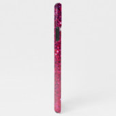 赤モダンとピンクのグリッターのスパークル名 iPhoneケース (右側)