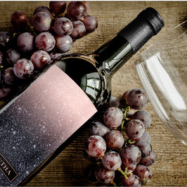 赤モダンとピンクのグリッタースパークルズ名ワインラベル ワインラベル