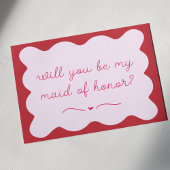 赤モダンとピンクのトレンディーメイド・オブ・オーナー（花嫁付き添い人）案 ノートカード