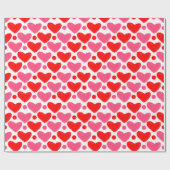 赤モダンとピンクのハートパターンのラッピング紙 ラッピングペーパー (フラット)