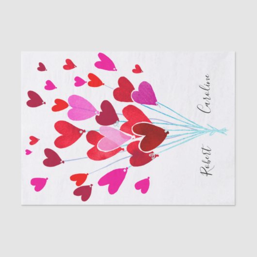 赤モダンとピンクのバレンタインハートのカップル名 薄葉紙 (正面)