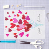 赤モダンとピンクのバレンタインハートのカップル名 薄葉紙 (クラフト)