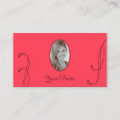 赤モダンとブルゴーニュと華美ポートレート写真 名刺 (正面)